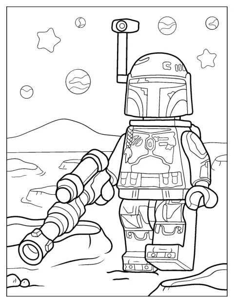 Lego Star Wars Coloring Page Of Boba Fett For Preschoolers