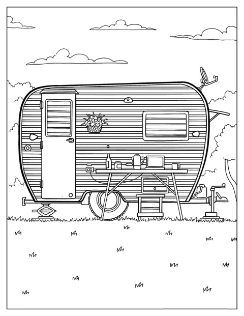 En koselig Aloha-campingvogn står parkert med et vennlig og hjemmekoselig uttrykk.