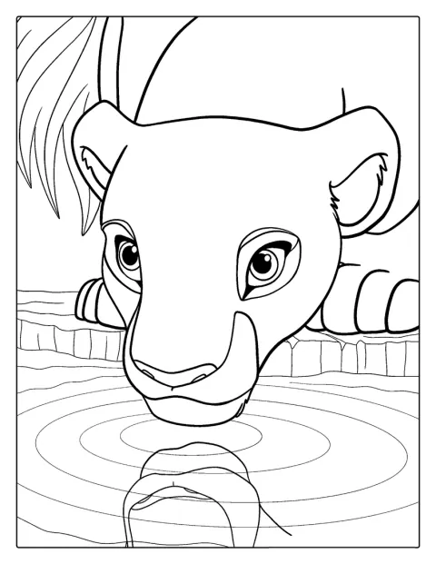 Nala, la lionne, est représentée de profil.