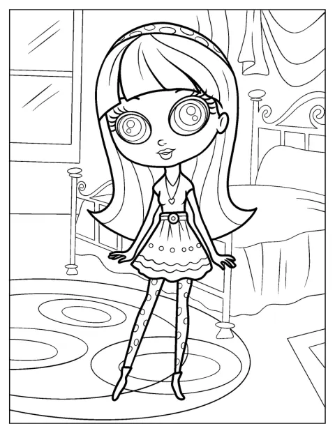 Dans sa chambre, Blythe Baxter est représentée dans un style kawaii.