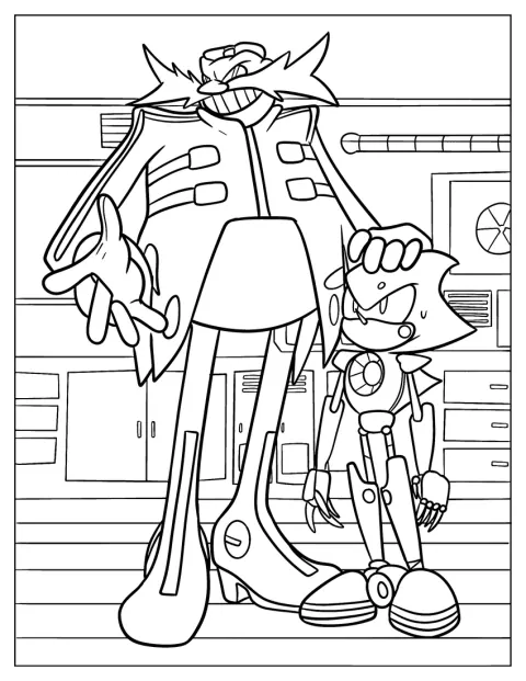 I laboratoriet klappar Doctor Eggman Metal Sonic.