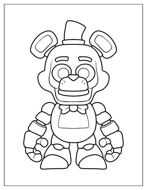 Freddy Fazbear er vist med en enkel omridsstreg.