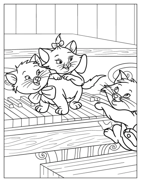 Berlioz, Marie i Toulouse bawią się przy pianinie.