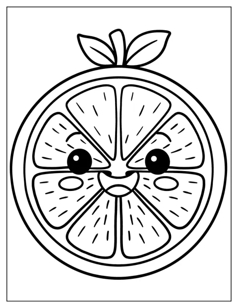 Eine halbierte Orange lächelt mit ihrem freundlichen Gesicht.