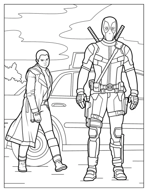 Negasonic Teenage Warhead står ved siden af Deadpool.