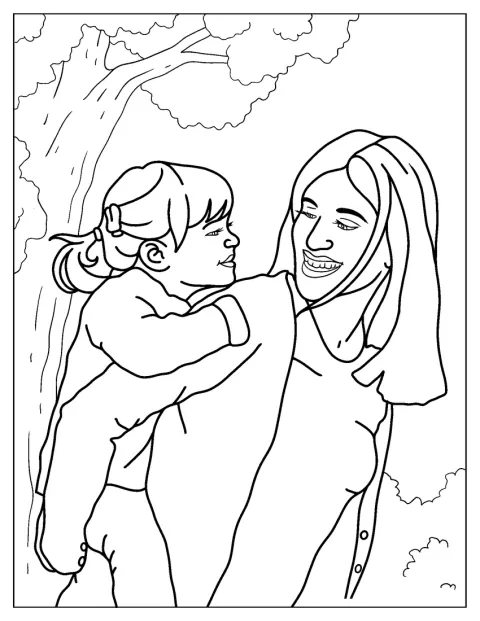Eine alleinerziehende Mutter ist mit ihrer Tochter zusammen.