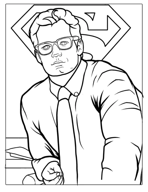 Clark Kent verschijnt als Superman, met zijn cape en herkenbare embleem.