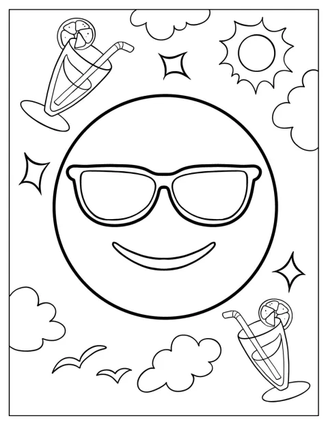 サングラスをかけた笑顔の絵文字が、正面を向いています。