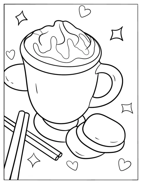 グラスのアイスコーヒーに、ホイップクリームとシロップがのっています。