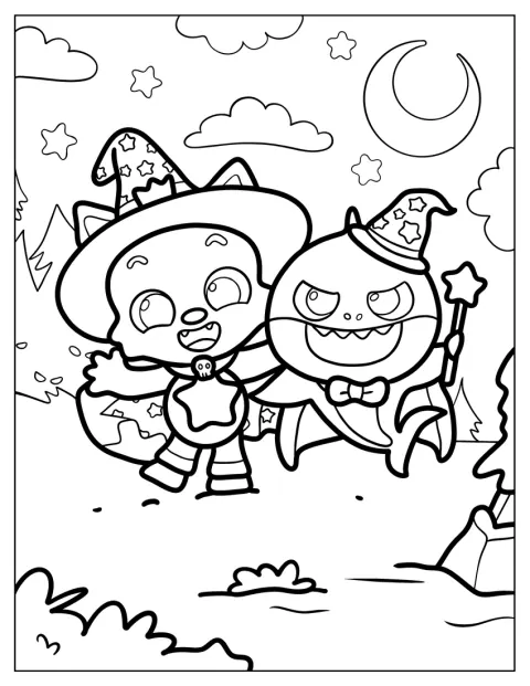 Pinkfong Coloring Page And Baby Shark In Halloween Costumes