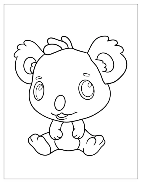 Hatchimals-koala istuu ja katsoo eteenpäin.