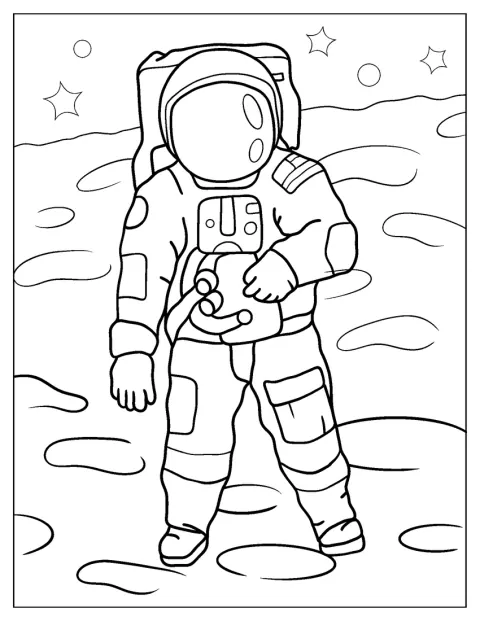 Un astronauta saltella sulla superficie lunare imitando una passeggiata.