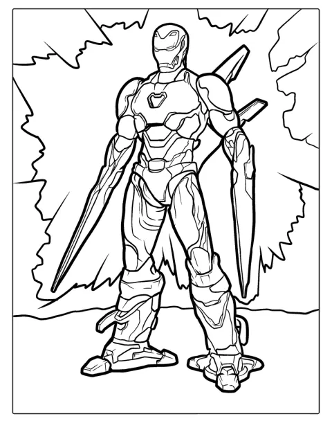 Iron Man sostiene una espada de vibranium en una ilustración.