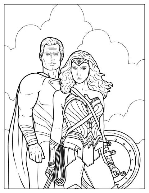 Superman And Wonder Woman To Color