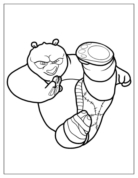Po, panda z Kung Fu Pandy, je připravený k vybarvení.