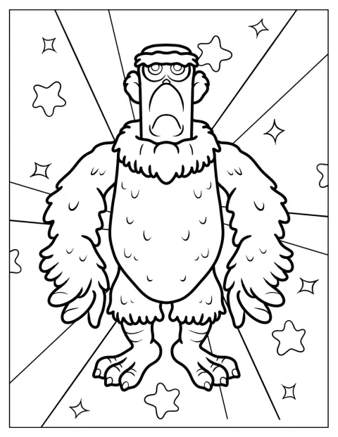 Sam Eagle posa davanti a uno sfondo decorato con stelle.