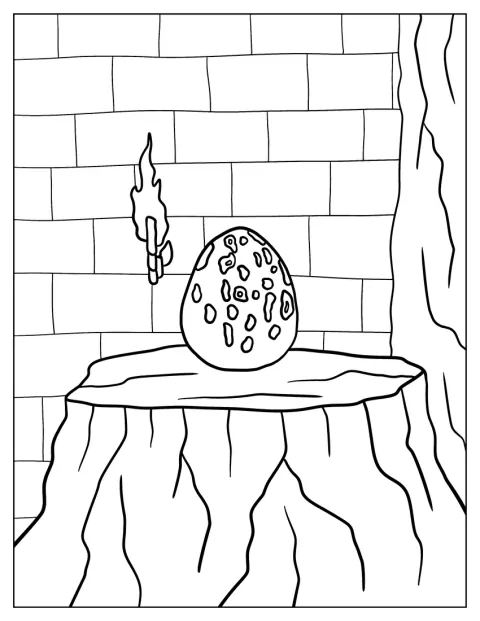 Un œuf mystérieux aux motifs inquiétants repose seul.
