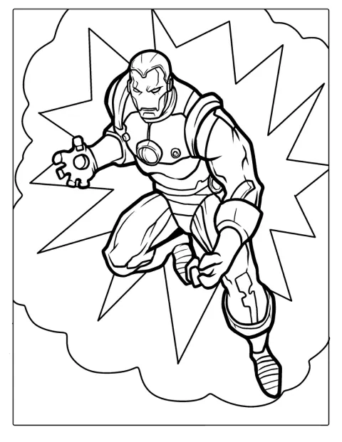 En enkel kontur viser Iron Man i rustningen sin.