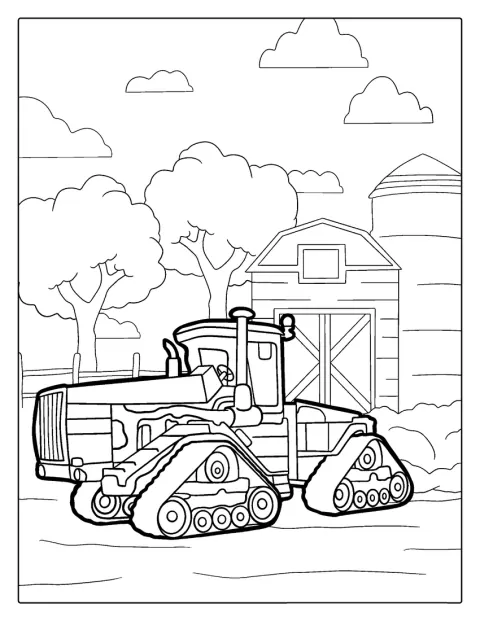 Der besonders große Traktor ist aus seitlicher Sicht zu sehen.
