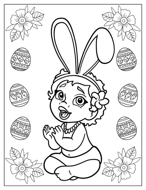 Baby Moana usa orelhas de coelho da Páscoa.