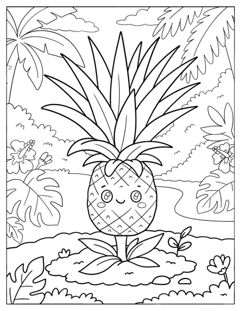 Eine Ananas wächst in einem tropischen Garten.