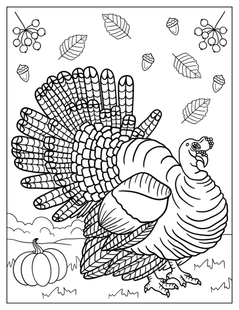Un pavo aparece dibujado con gran detalle para celebrar Acción de Gracias.