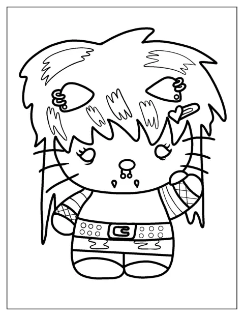 Hello Kitty sötét, gót stílusú ruhát visel.