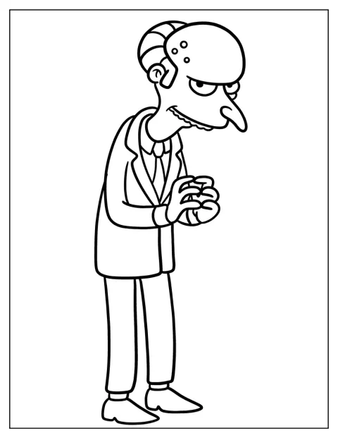 Simpsons Coloring Pages Of Evil Mr Burns For Kids