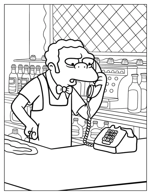 Moe usa su teléfono para gastar una broma.