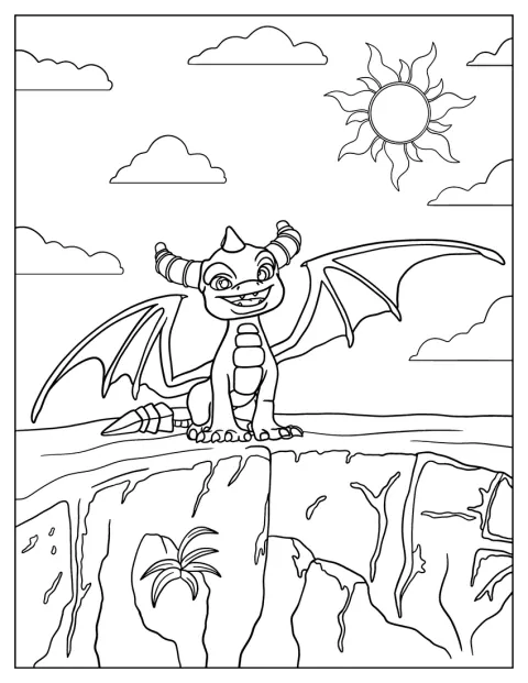 Spyro steht mit einem freundlichen Gesichtsausdruck da.