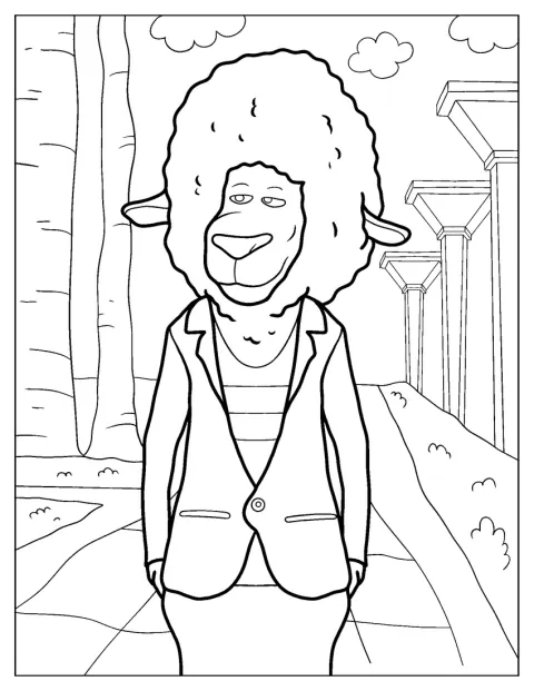 エディ・ノードルマンが歩いている姿をシンプルに描いています。