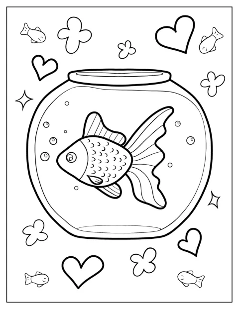 Goldfish Coloring Page Coloring Page Inside A Fish Bowl