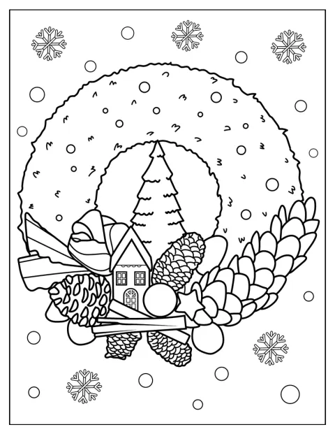 Detailed Christmas Wreath With Pine Cones