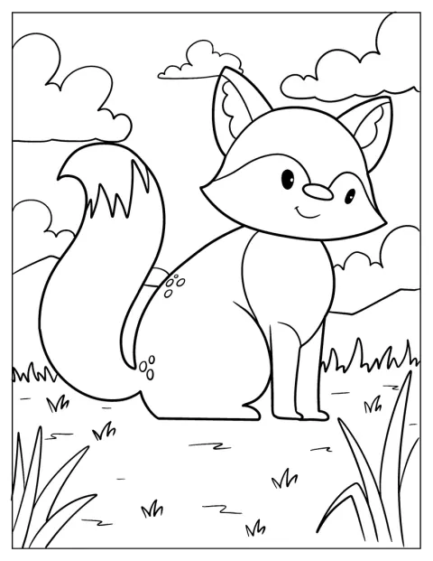 Een eenvoudige tekening toont een vos.