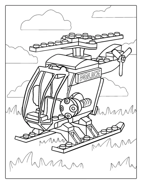 Un elicottero costruito con mattoncini LEGO.