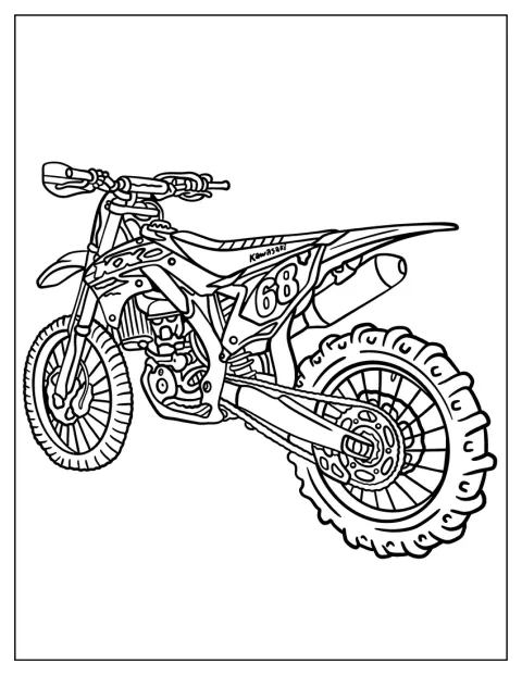 Kawasaki-crosser nummer 68 står klar til et løb.