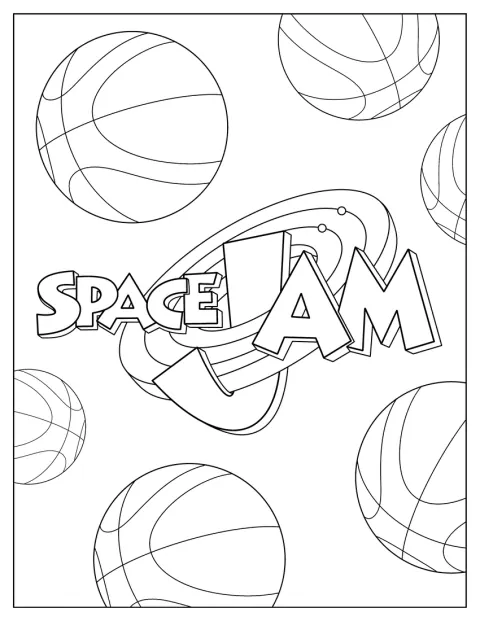 El logotipo de Space Jam ocupa el centro de la imagen.