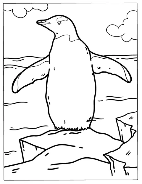 ジェンツーペンギンが、氷山の上に立っています。