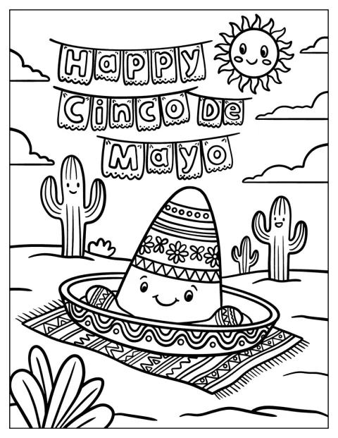 Een sombrero ligt in het woestijnlandschap tijdens Cinco de Mayo.