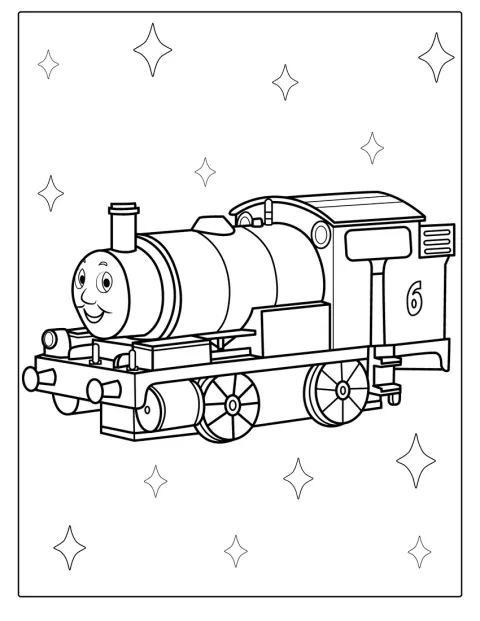 Die einfache Zeichnung zeigt Percy, eine kleine Lokomotive aus Thomas und seine Freunde.