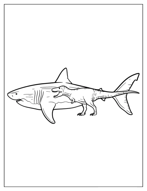 Megalodon Coloring Page And T Rex Size Comparison