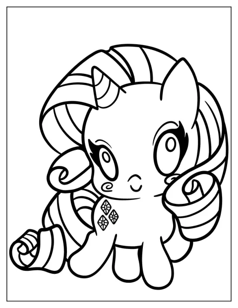 Chibi-Rarity står med et nuttet udtryk.