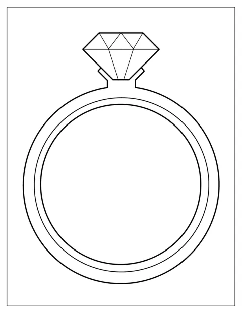 Une bague ornée d’un diamant est représentée de profil.