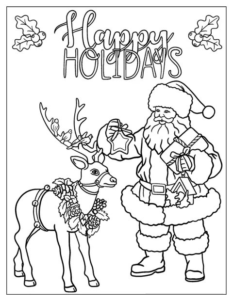 En rampete nisse pynter geviret til Amor med julepynt.
