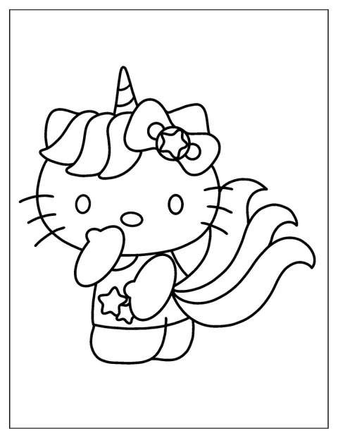 Hello Kitty ha un corno da unicorno e un aspetto adorabile.