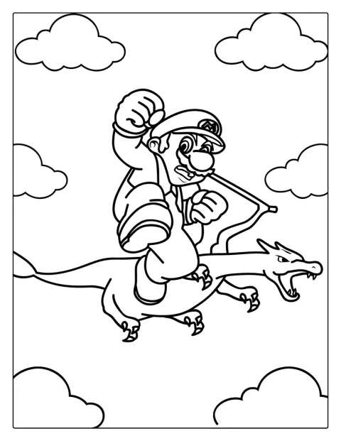 Mario And Dragon Coloring In