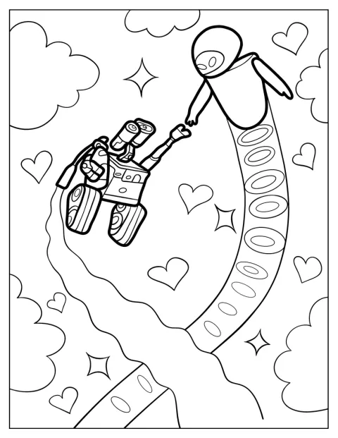 Wall-E Coloring Page And Eve Flying Through Space